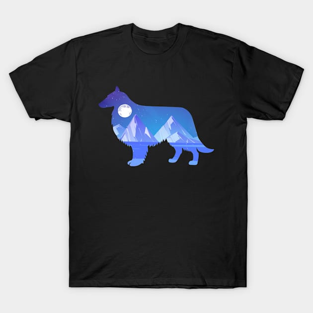 shetland sheepdog Dog Sheltie Silhouette Moon Nature Gift T-Shirt by T-shirt verkaufen